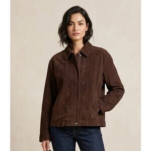 LEATHER CULT Women's Brown Suede Jacket Leather Hand Crafted L Boxy Lg